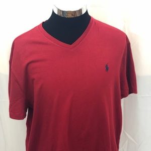 Red Ralph Lauren V-neck T-shirt Size L
